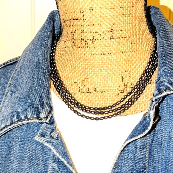 VTG Tahitian South Sea Baroque Pearl Triple Strand 925 Sterling Clasp Necklace - Picture 2 of 11